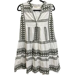 Paani S/M Cotton Summer Dress Mini Embroidered White Beach Greek Boho Elegant